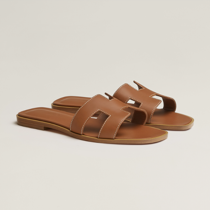 HERMES Oran Sandals Gold